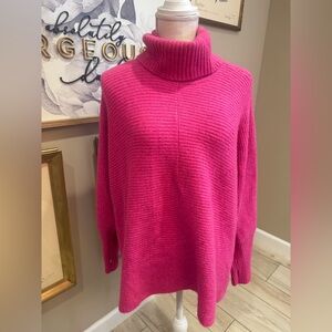 CECE Pink Ribbed Dolman Turtleneck Sweater